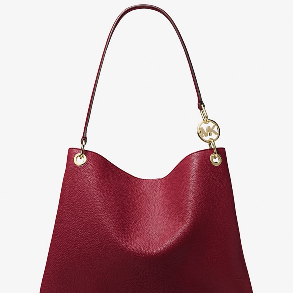 Michael Kors Christina Red Leather Shoulder Bag With Gold Hardware